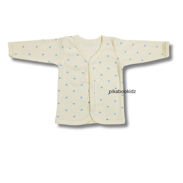 Organic cotton Full sleeve Jabla 0-3M - Beige Blue Stars / Heart
