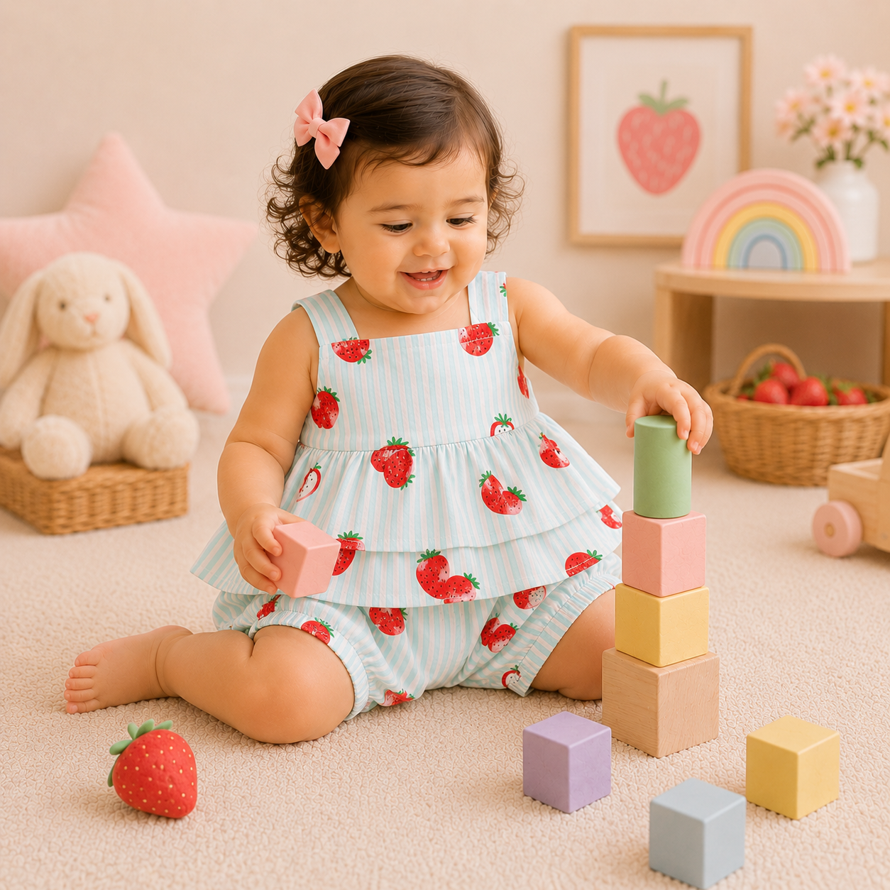 Muslin babygirl coords - Strawberry