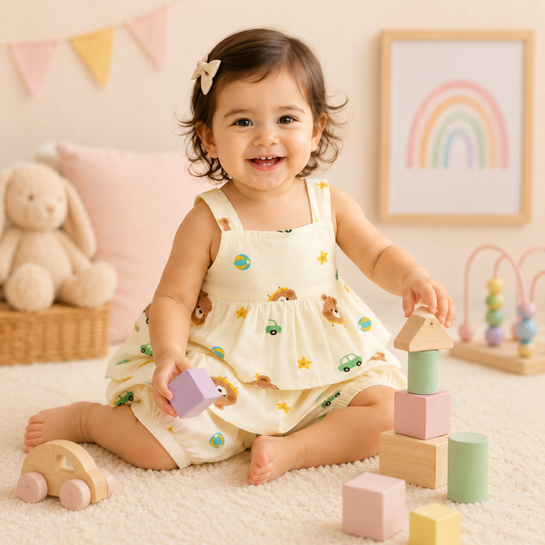 Muslin babygirl coords - Yellow teddy