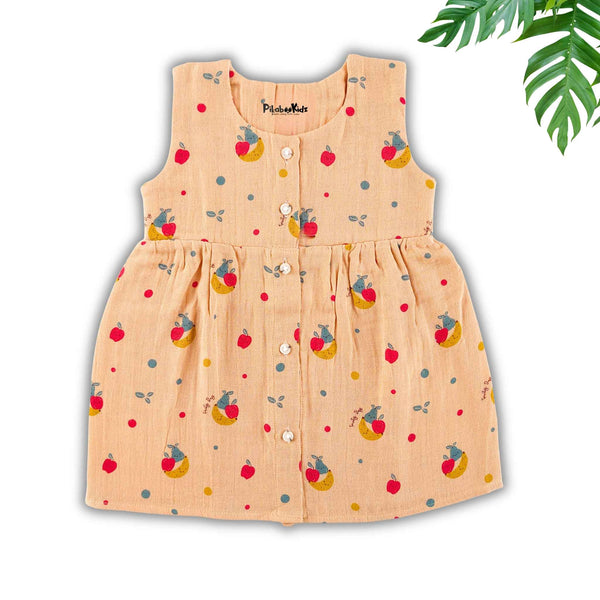 Muslin Button Sleeveless Frock - Fruits