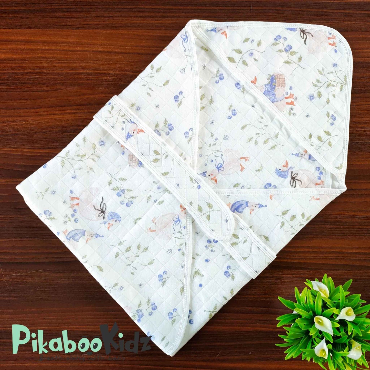 Muslin Hooded Wrapper / Blanket – Blueberry