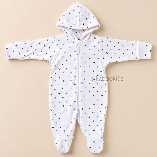 Baby Hooded Romper with Zipper l 0-3 M Pikabookidz