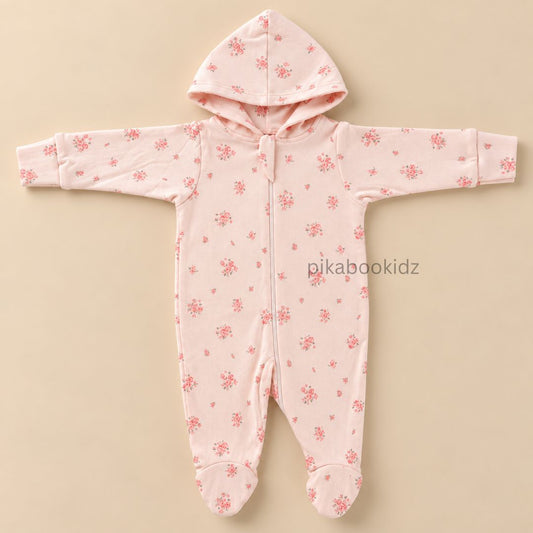 Baby Hooded Romper with Zipper l 0-3 M Pikabookidz