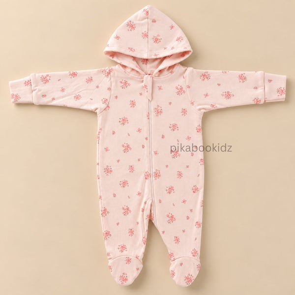 Baby Hooded Romper with Zipper l 0-3 M Pikabookidz