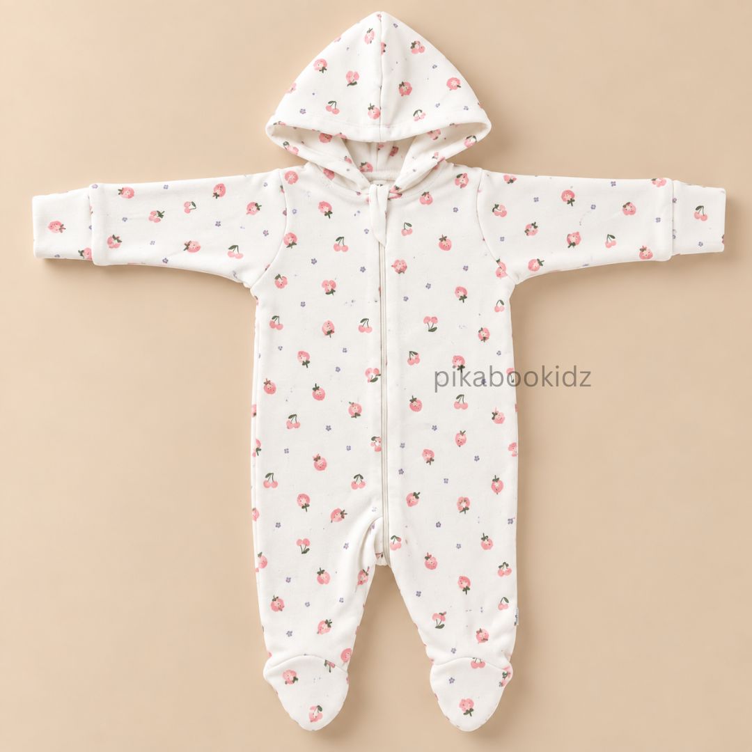 Baby Hooded Romper with Zipper l 0-3 M Pikabookidz