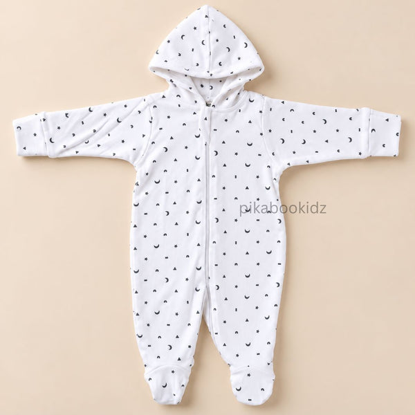 Baby Hooded Romper with Zipper l 0-3 M Pikabookidz