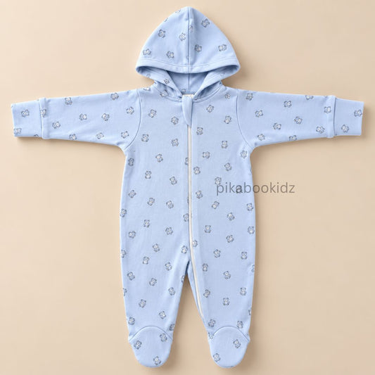 Baby Hooded Romper with Zipper l 0-3 M Pikabookidz