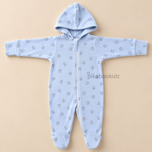 Baby Hooded Romper with Zipper l 0-3 M Pikabookidz