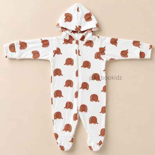 Baby Hooded Romper with Zipper l 0-3 M Pikabookidz