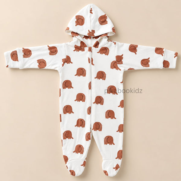 Baby Hooded Romper with Zipper l 0-3 M Pikabookidz