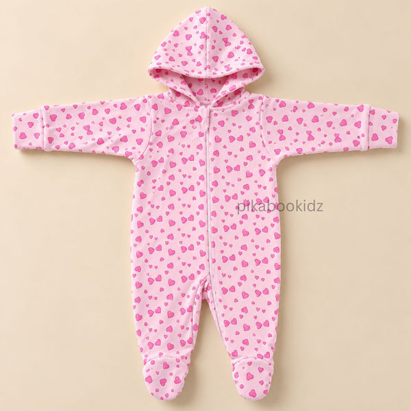 Baby Hooded Romper with Zipper l 0-3 M Pikabookidz