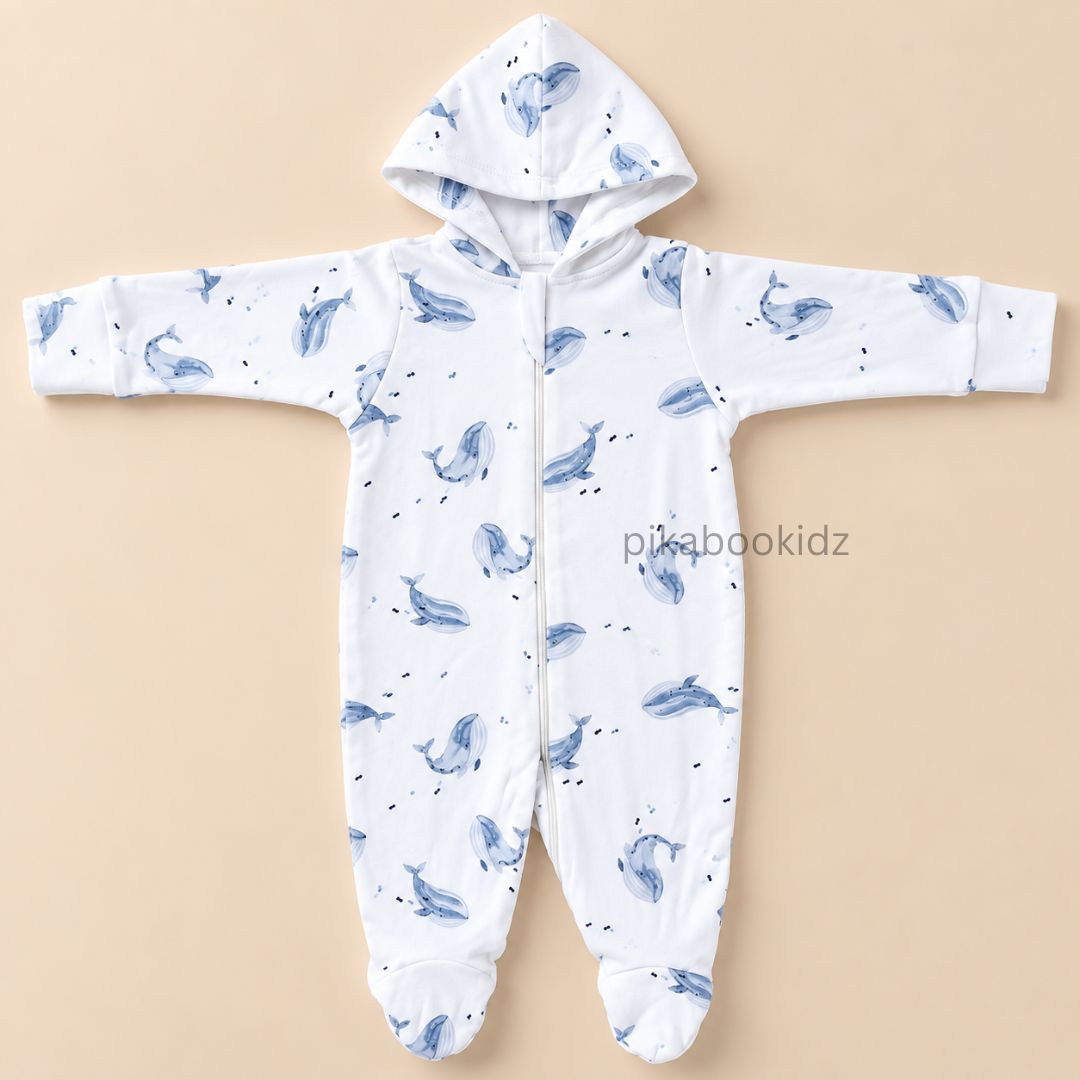 Baby Hooded Romper with Zipper l 0-3 M Pikabookidz