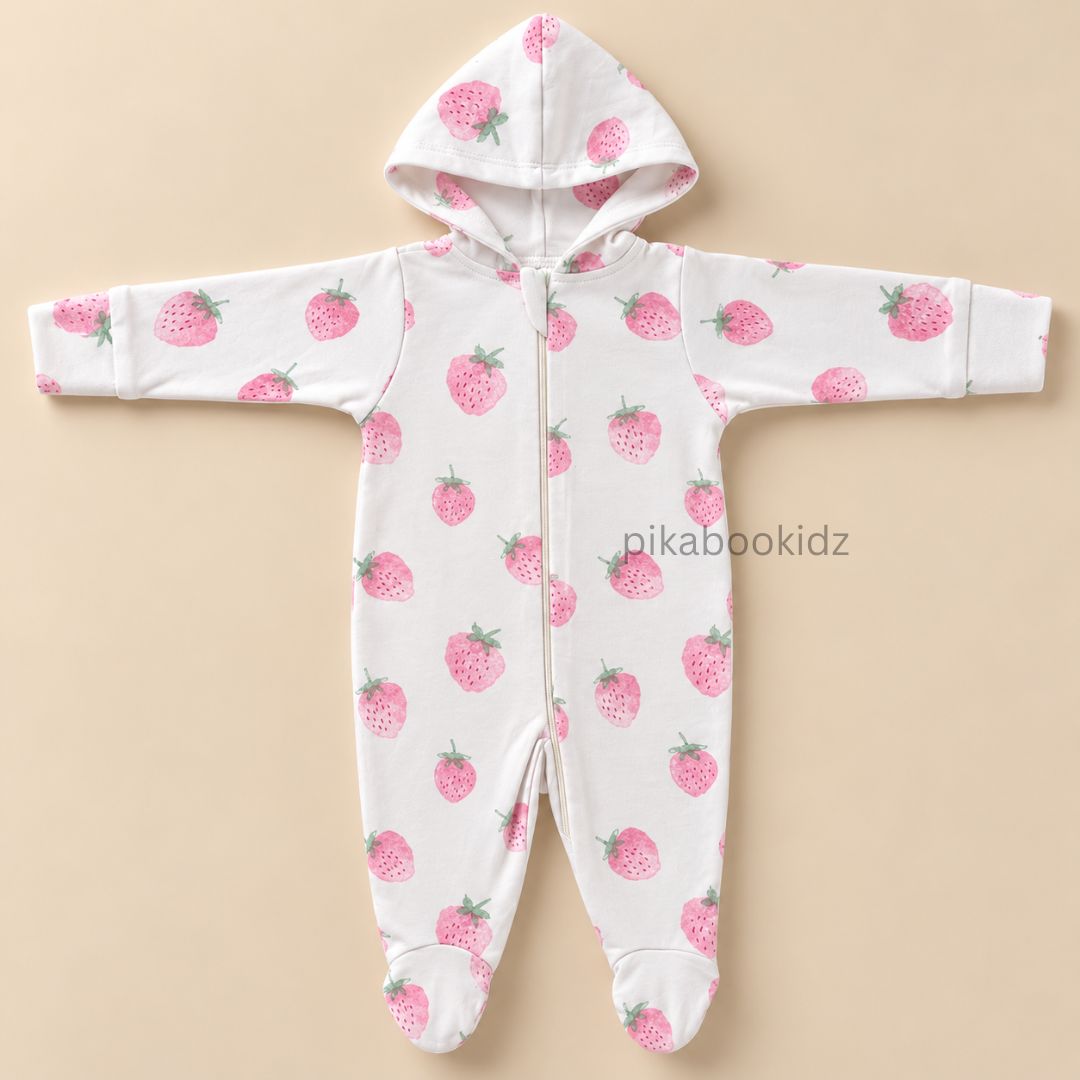 Baby Hooded Romper with Zipper l 0-3 M Pikabookidz