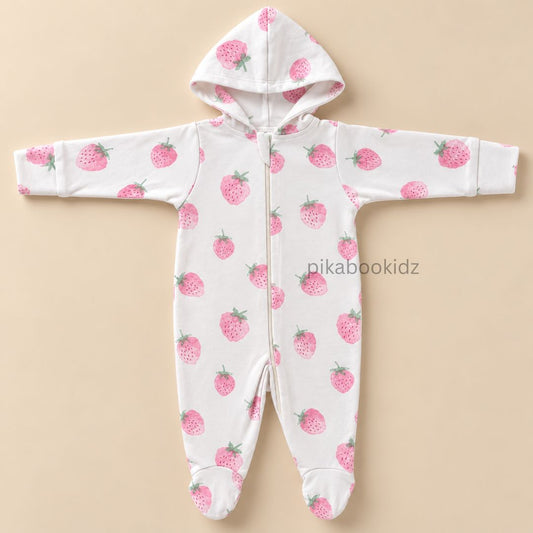 Baby Hooded Romper with Zipper l 0-3 M Pikabookidz