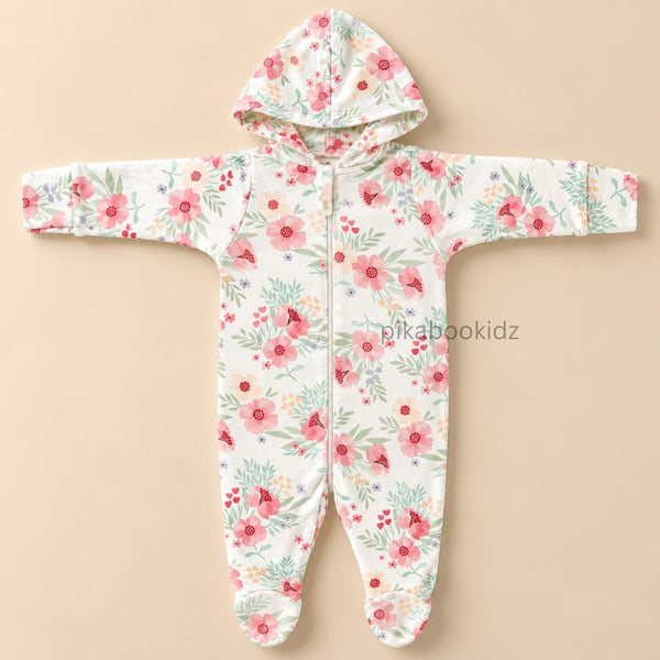 Baby Hooded Romper with Zipper l 0-3 M Pikabookidz