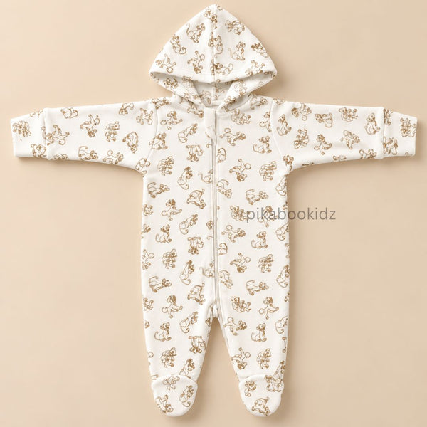 Baby Hooded Romper with Zipper l 0-3 M Pikabookidz