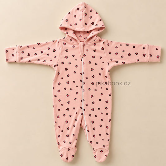 Baby Hooded Romper with Zipper l 0-3 M Pikabookidz