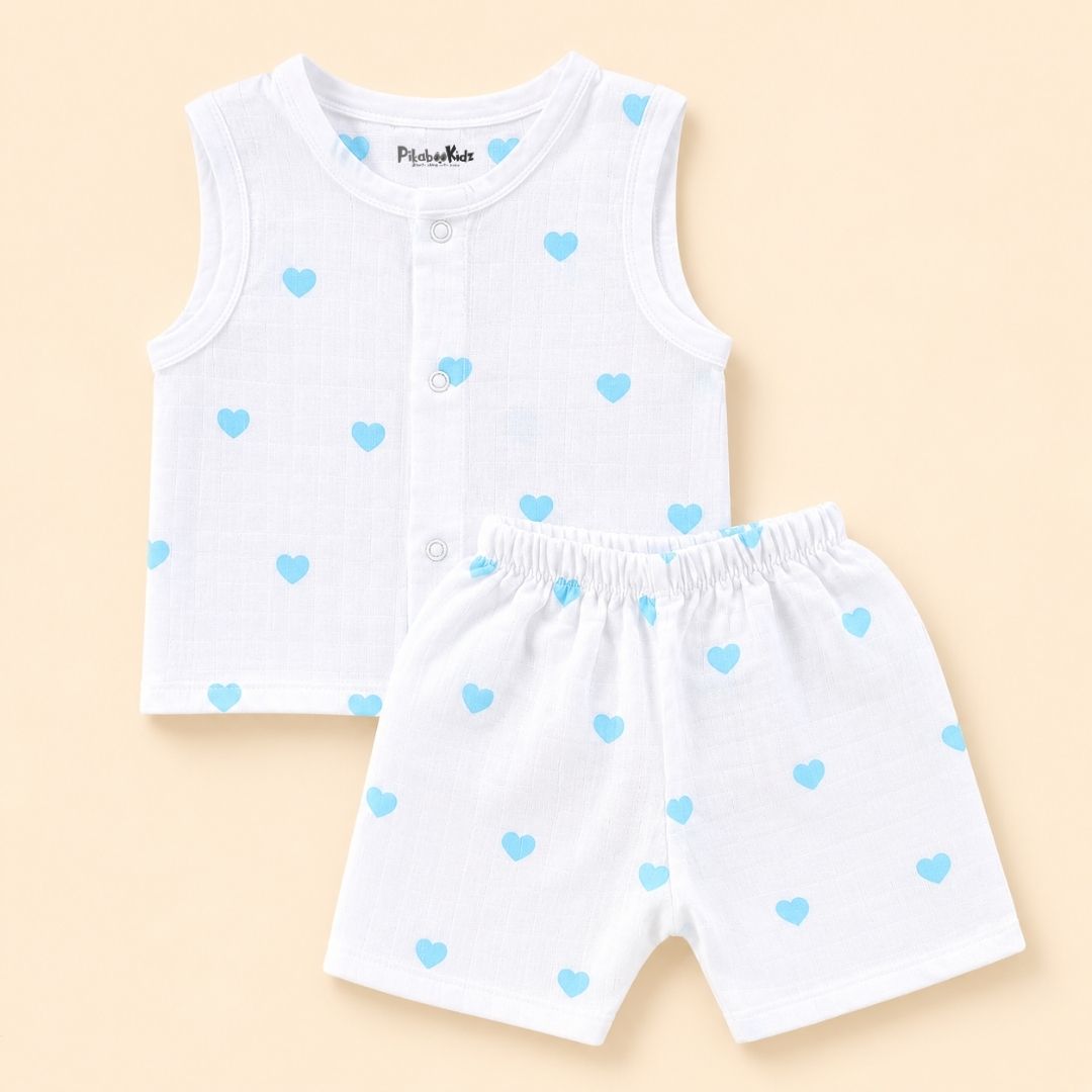 Muslin Jabla & Shorts Set - Hearts