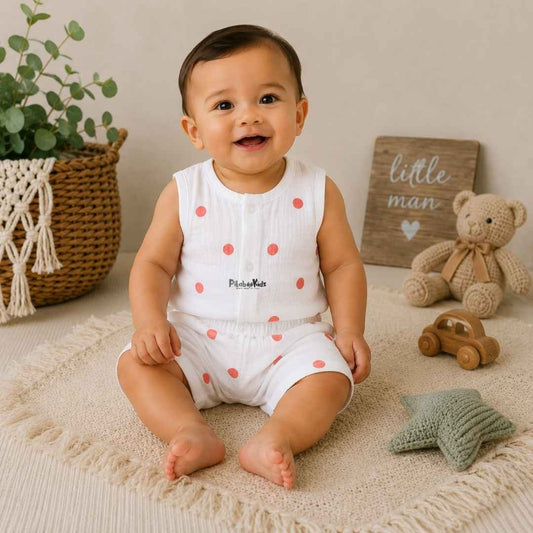 Muslin Jabla & Shorts Set - Dots