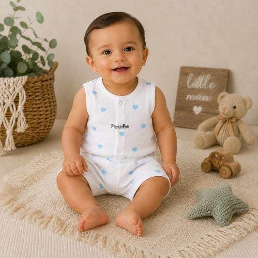 Muslin Jabla & Shorts Set - Hearts