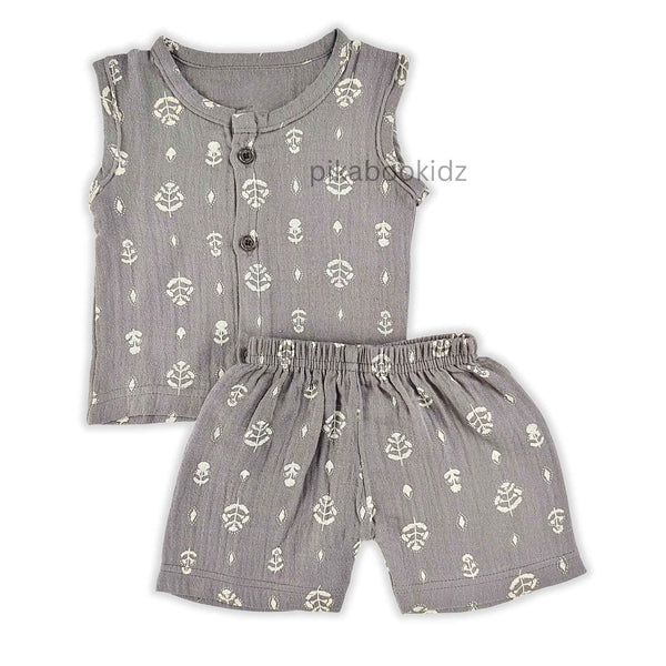 Muslin Jabla & Shorts Set 0-3 M – Grey