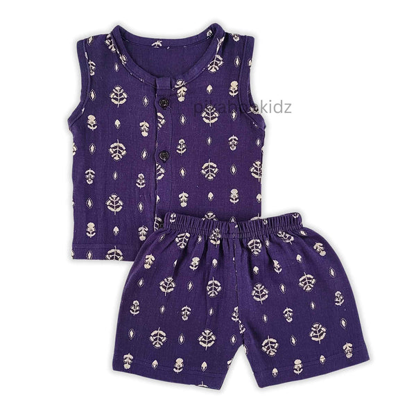 Muslin Jabla & Shorts Set 0-3 M –  Navy blue