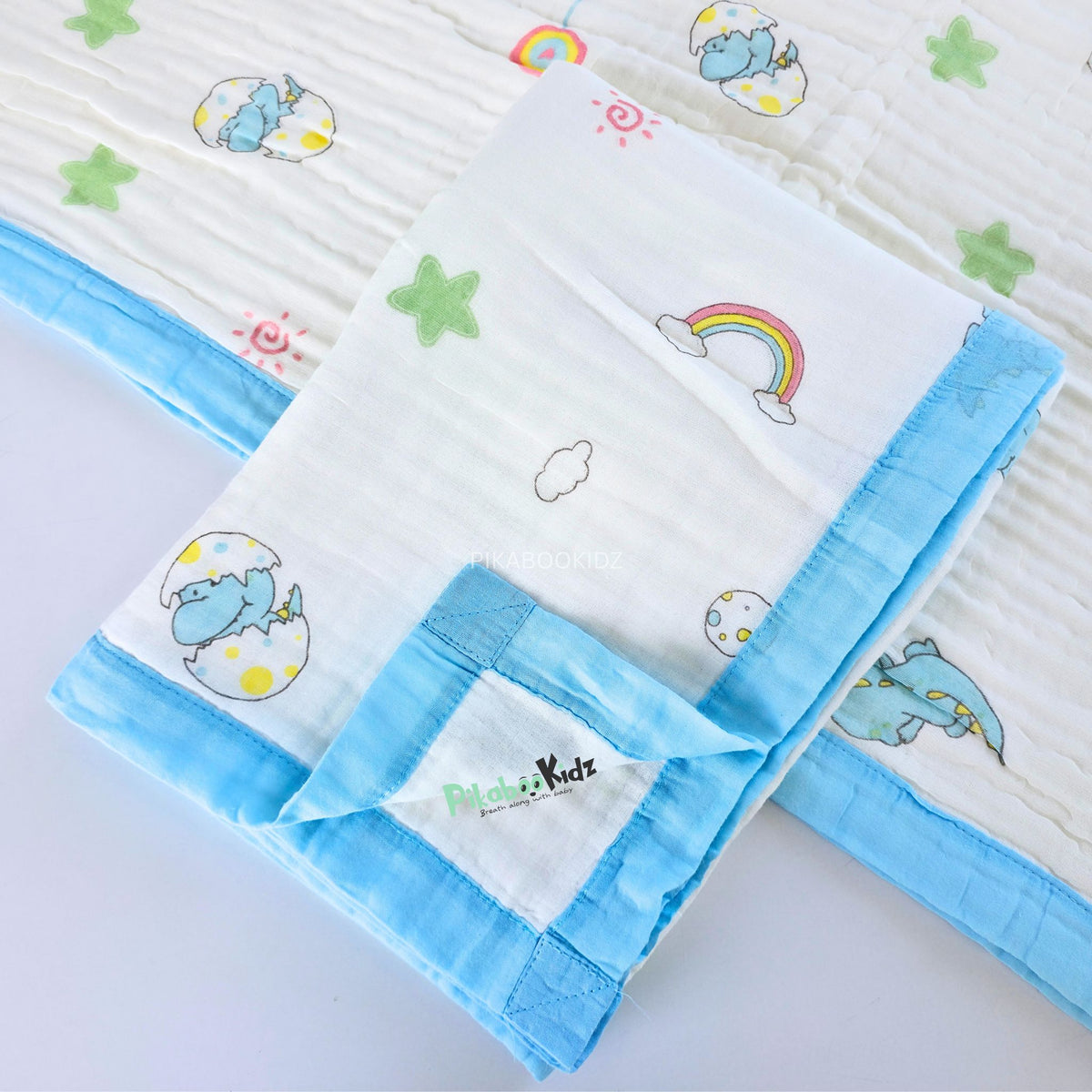 Muslin 6 layer Receiving Blanket - Hatch dino