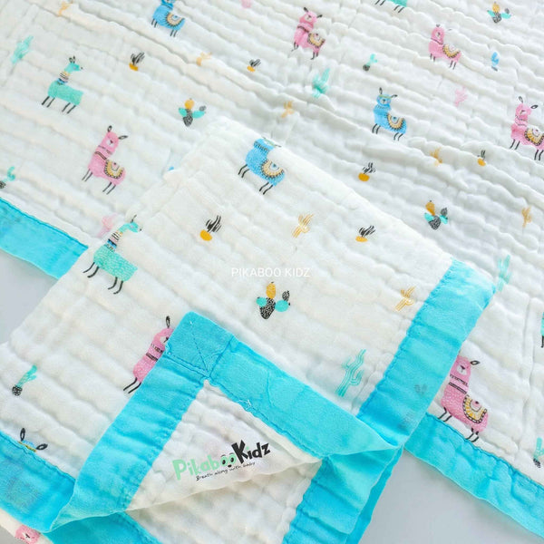 Muslin 6 layer Receiving Blanket - Lama