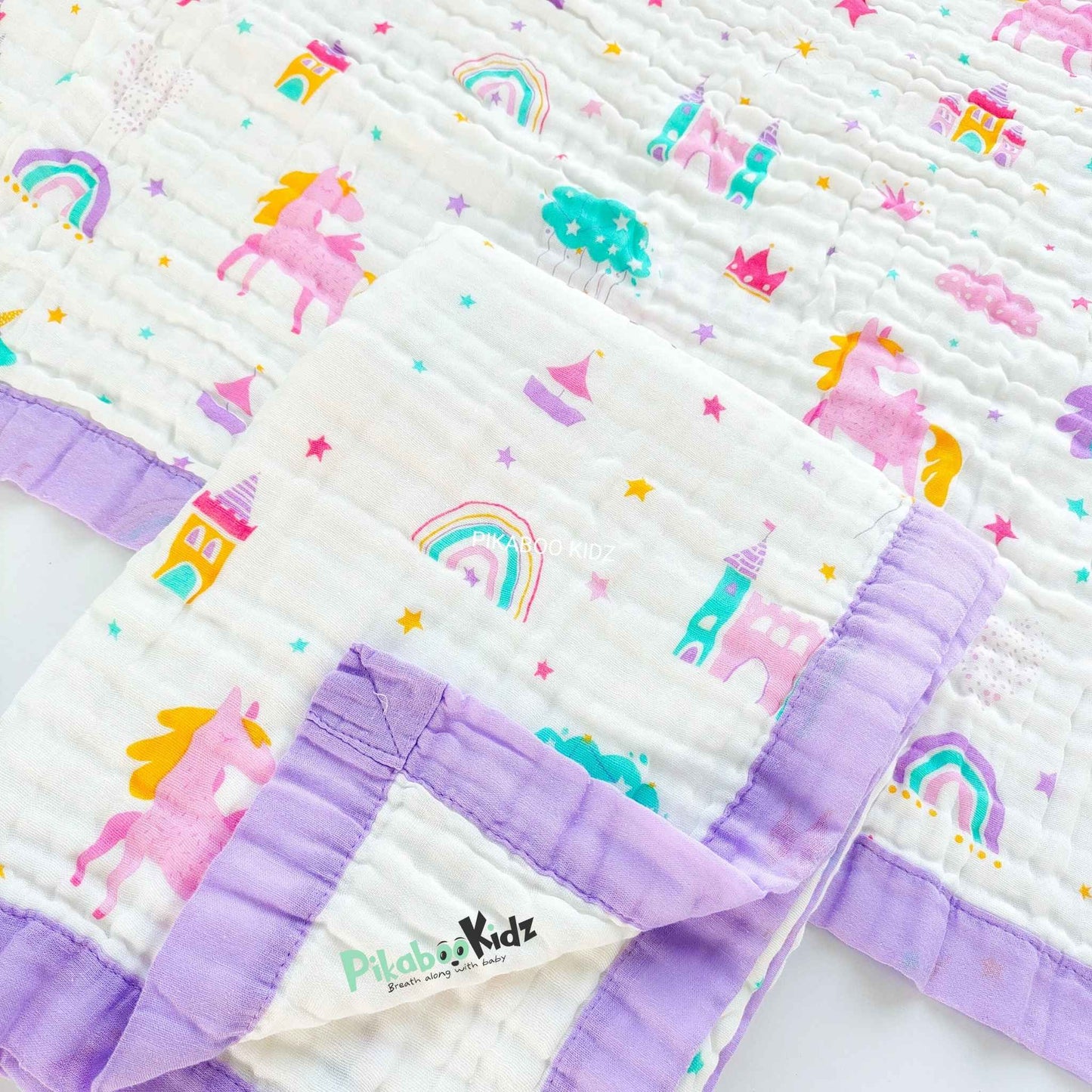 Muslin 6 layer Receiving Blanket - Unicorn