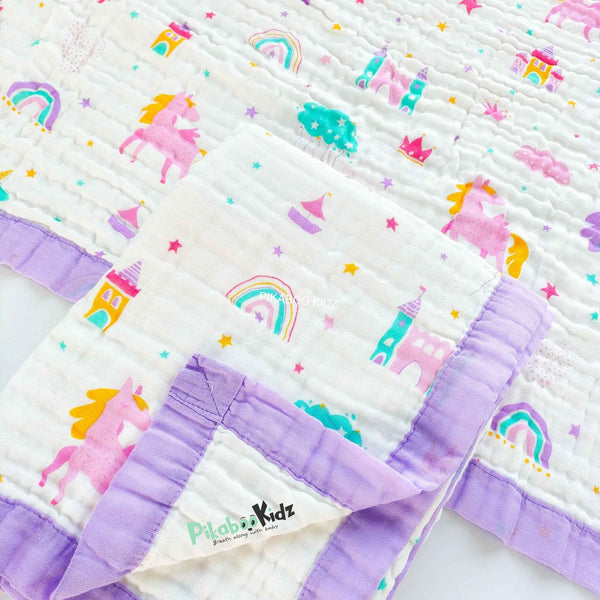 Muslin 6 layer Receiving Blanket - Unicorn