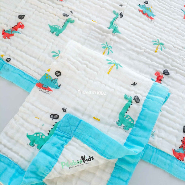 Muslin 6 layer Receiving Blanket - Dino
