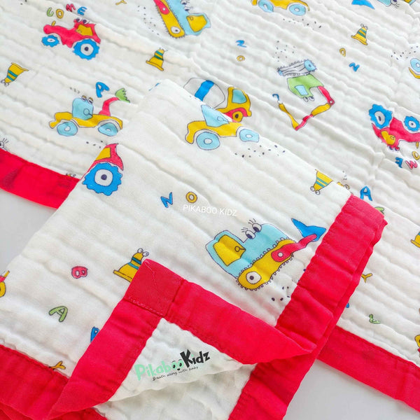 Muslin 6 layer Receiving Blanket - Red