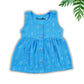 Muslin Button Sleeveless Frock - Blue