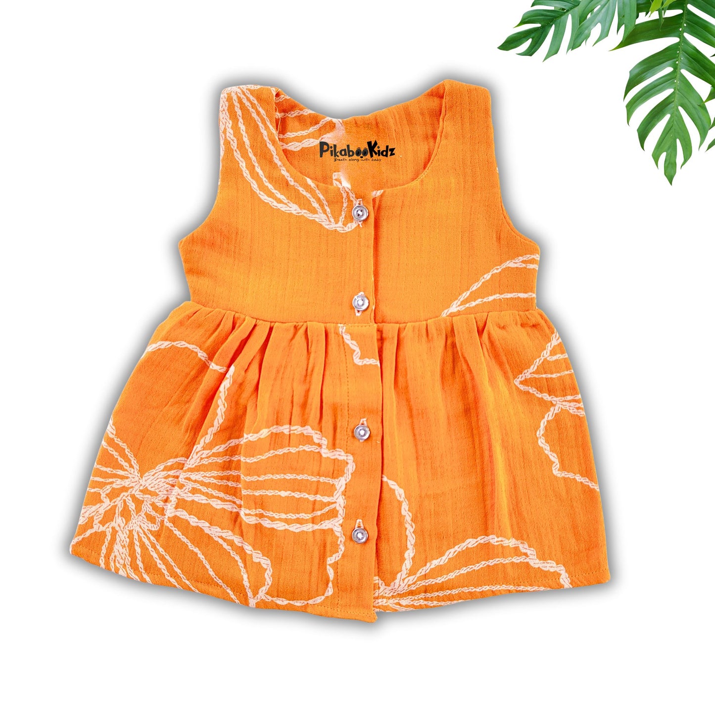 Muslin Button Frock 0-3 M – Orange