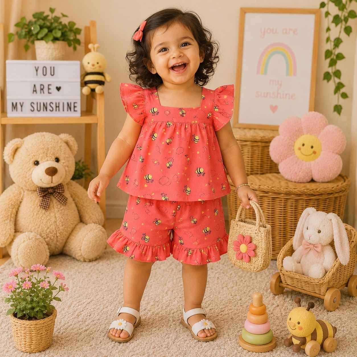 Muslin babygirl coords - Honey bees