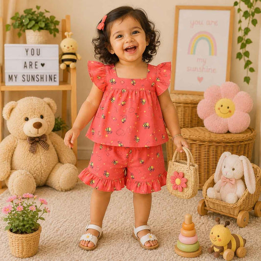Muslin babygirl coords - Honey bees