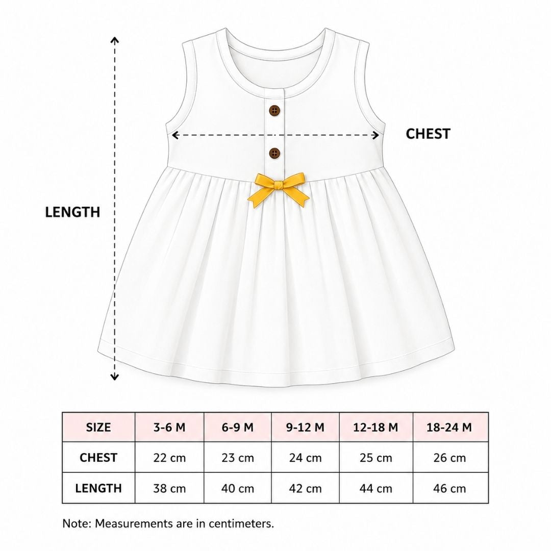 Muslin Button Frock with bow - Teddy