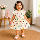 Muslin sleeve frock with bow & backtie - Hearts