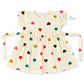 Muslin sleeve frock with bow & backtie - Hearts