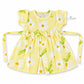 Muslin sleeve frock with bow & backtie - Yellow flowers