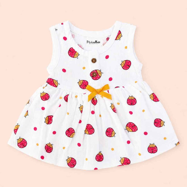 Muslin Button Frock with bow - Bugs - alt view