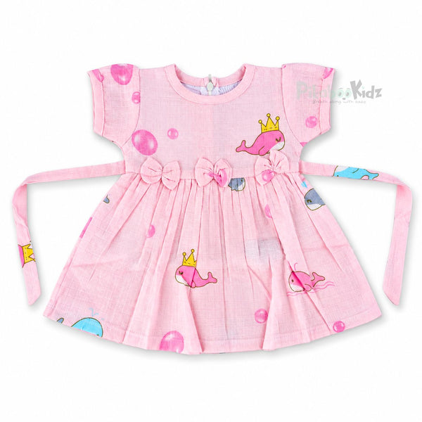Muslin sleeve frock with bow & backtie - Princess whale - alt view