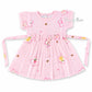 Muslin sleeve frock with bow & backtie - Stars
