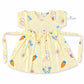 Muslin sleeve frock with bow & backtie - Yellow rainbows