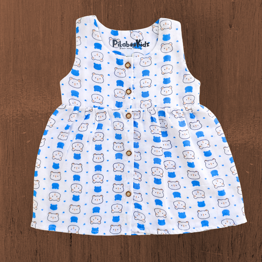 Muslin Button Frock 6-12 M – Bear
