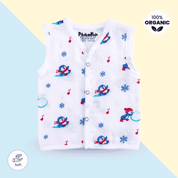 Muslin Button Jabla 6-12M – Penguins