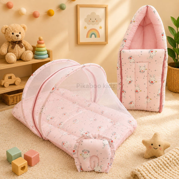 Muslin Carry Nest + Net Bed Combo - Bunny