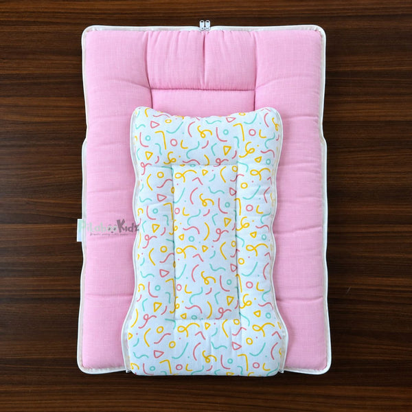 Muslin Carry Bed - Doodles & Pink - alt view