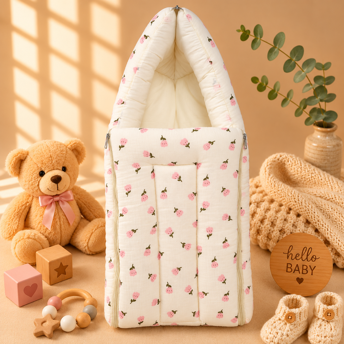 Crinkle Muslin Carry Nest - flowers