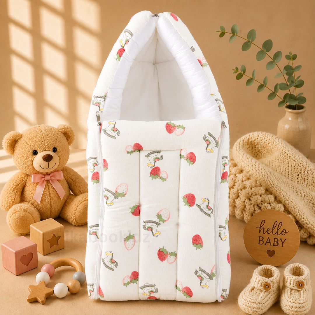 Crinkle Muslin Carry Nest - Strawberry
